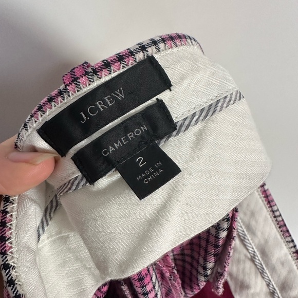 J.Crew Womens Size 2 Cameron Slim Crop Pant In Pink Plaid Print - Picture 3 of 4